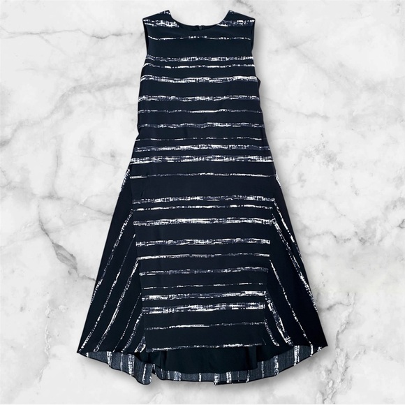 Vince Silk Drop Waist Black Dress Minimalist Artisan Modern Abstract Art Paint 2 - Picture 6 of 14